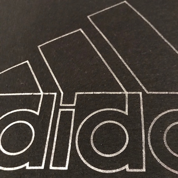 Women’s Black & Silver Outline Adidas Graphic T-Shirt In Size Small - Picture 4 of 10